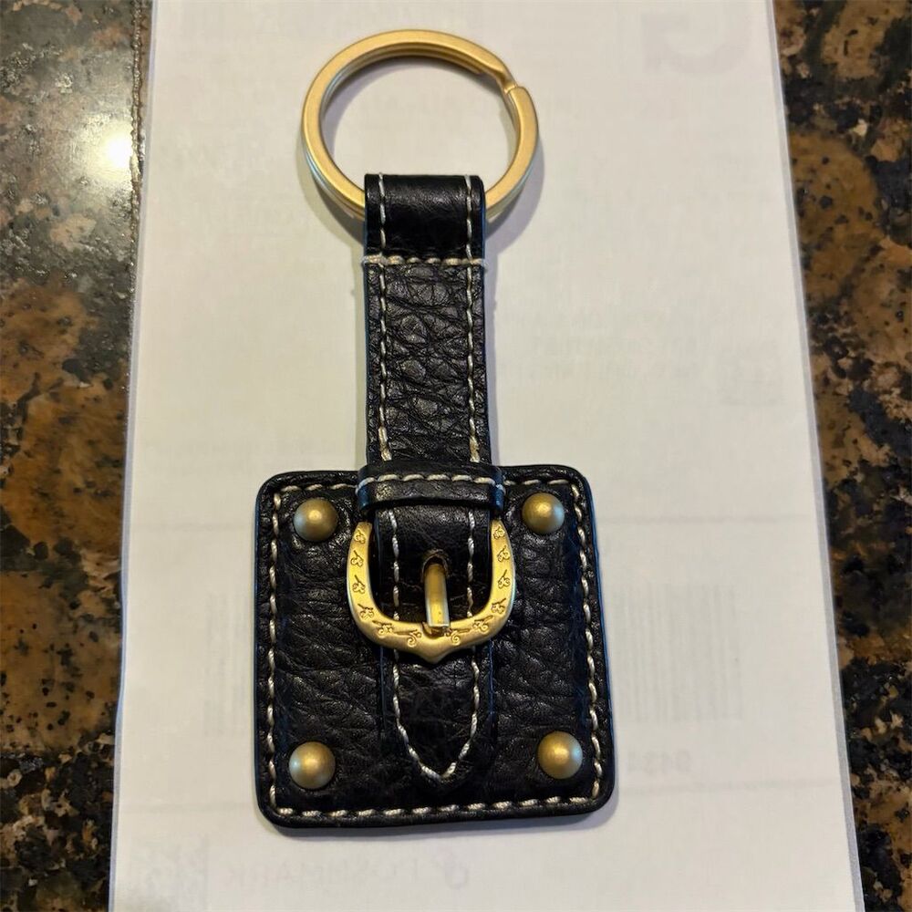 Dooney & Bourke Unisex Black Leather Keyring Keychain Detachable